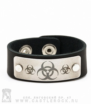браслет кожаный biohazard (широкий)