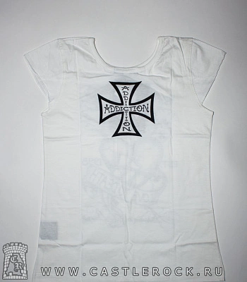 футболка детская addiction сердце череп роза "love to death" (белая)