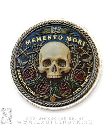 монета сувенирная крупная череп "memento mori death is certain"
