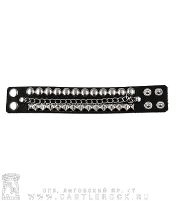 напульсник кожаный пирамиды, клепки, цепь (на клепках)