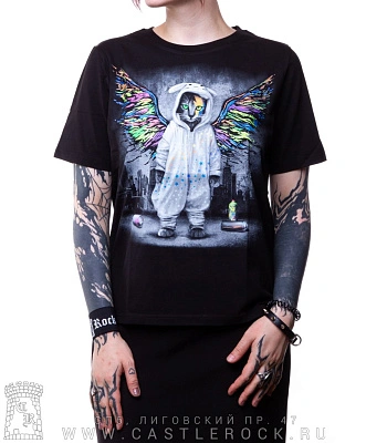 женская футболка кот в пижаме (прямая, светится)