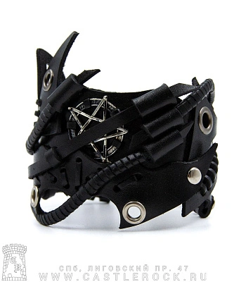 напульсник кожаный стимпанк черный (bspk-14)