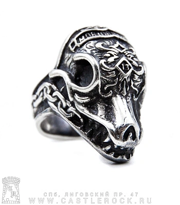 кольцо череп шакала "morior invictus"