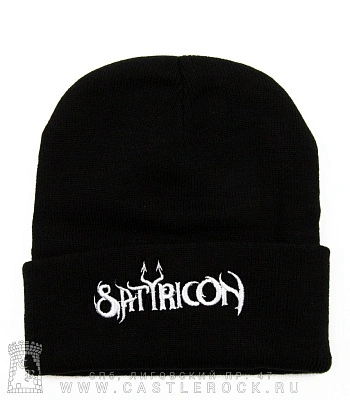 шапка с отворотом и вышивкой satyricon