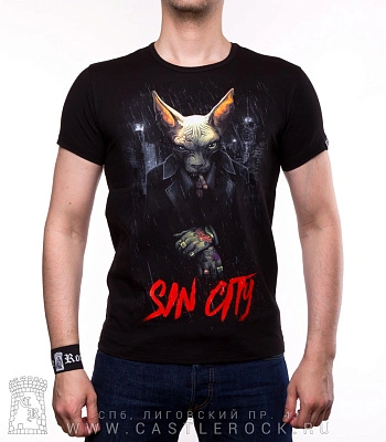 футболка кот гангстер "sin city" (светится)
