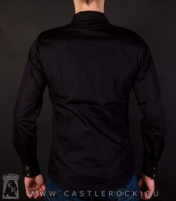 рубашка с длинным рукавом б/рисунка (классика) на клепках