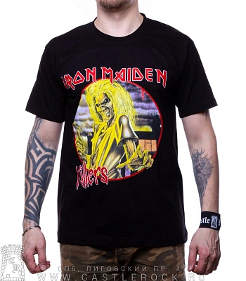 футболка iron maiden "killers" (eddie в круге, принт большой)