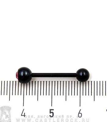 Штанга Сталь Черная с Шариками со Стразом (розовым) 1,6 х 16 х 5/6