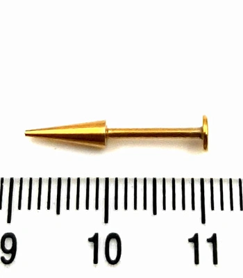 Лабрет Сталь Золотистый с Шипом 1,2 х 10 х (3х9)