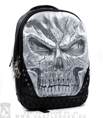 рюкзак 3d череп (металлик)