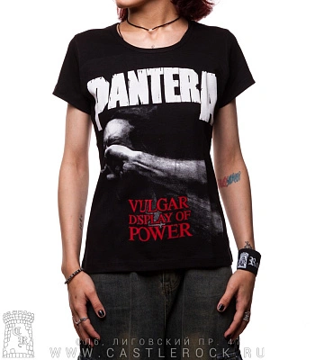 женская футболка pantera "vulgar display of power. stronger than all"
