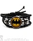 фенечка кожаная кабошон batman бэтмен (черная)