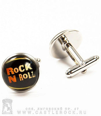 запонки rock'n'roll (надпись оранжевая) 