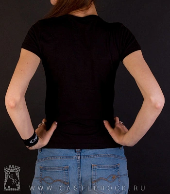 женская футболка finntroll (череп с клыками и рогами)