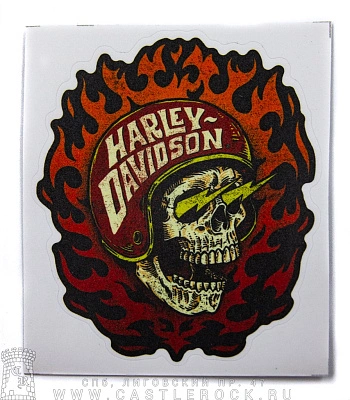 наклейка виниловая harley-davidson (череп в пламени, средняя)