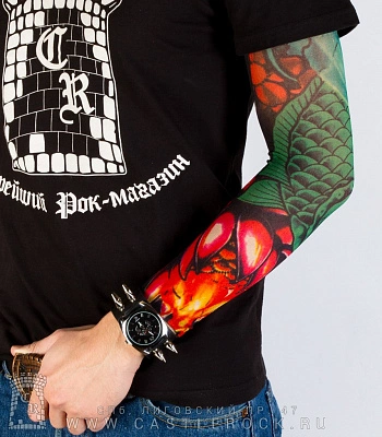 тату рукав рыба зеленая