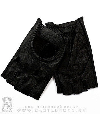 перчатки кожаные мужские обр/пал с уплотнением (перфорация, овальные вырезы, на липучке)