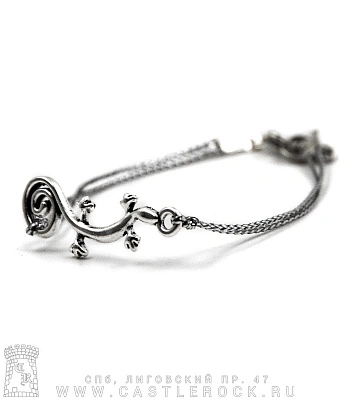 браслет на шнурке ящерица (серебристый)