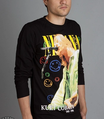 футболка nirvana kurt cobain 1967-1994 (желтая надпись) д/р