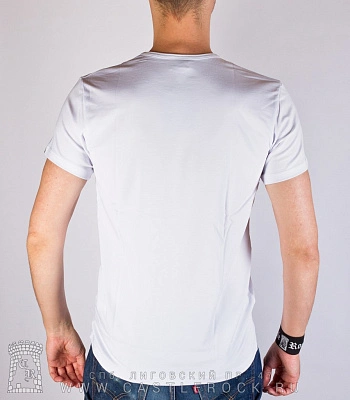 футболка череп хиппи (белая, светится)