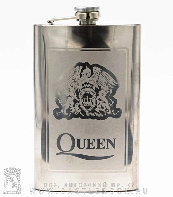 фляга стальная с гравировкой queen (герб) 10 oz