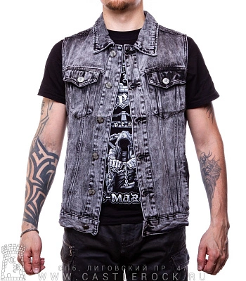 жилет джинсовый серый (потертый) 7100#