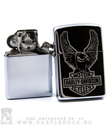зажигалка с гравировкой harley-davidson (орел)
