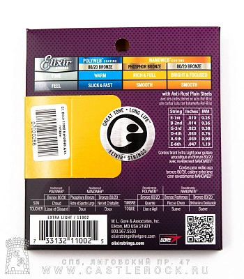 струны elixir для акустической гитары elixir nanoweb 0.010-0.047 (11002)