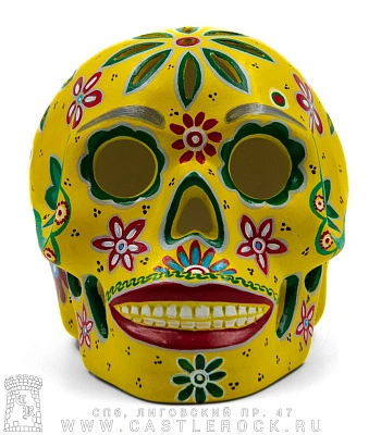 статуэтка череп расписной santa muerte (желтый)