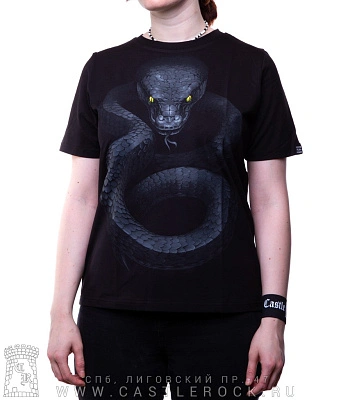 женская футболка змея (прямая, светится)