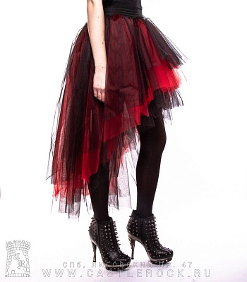 юбка из фатина черная с красным (каскадная)