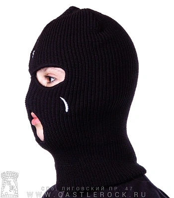 шапка балаклава вязаная слезы (черная)