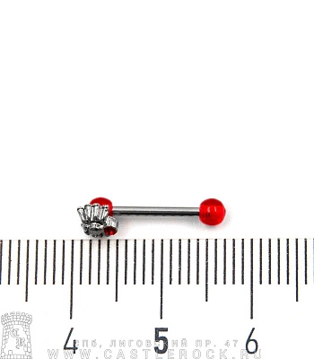 Микроштанга Сталь с Акриловыми Шариками и Пауком со Стразом (красным) 1,2 х 10 х 3/5
