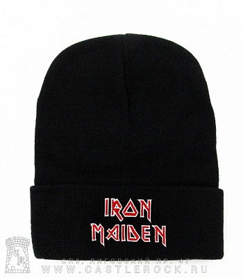 шапка с отворотом и вышивкой iron maiden