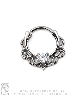Кликер для септума Кружево (стразы прозрачные)