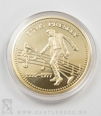 монета сувенирная крупная elvis presley "the king of rock'n'roll" (золотистая)