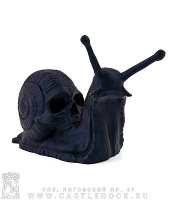 статуэтка улитка с черепом (3d печать, черная)