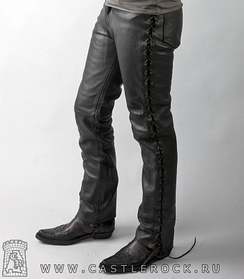 штаны кожаные "alberto" со шнуровкой