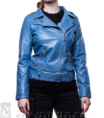 косуха женская к/з удлиненная (голубая) h-177