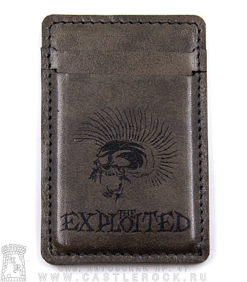 кардхолдер с гравировкой exploited (серый, ручная работа)