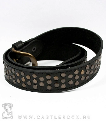 ремень кожаный 3 ряда клепки (бронза)