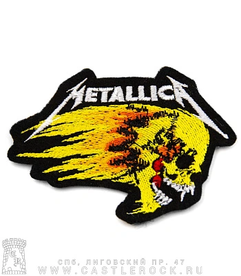 нашивка metallica (череп огненный, вышивка)