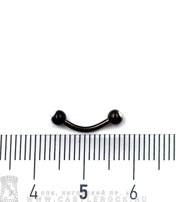 Микробанан Сталь Черный с Шариками со Стразами (прозрачными) 1,2 х 8 х 3/3