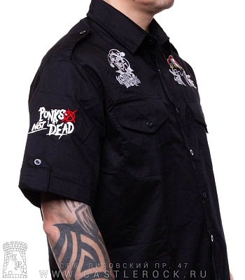 рубашка с коротким рукавом король и шут "punks not dead" (вышивка)