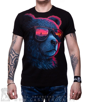 футболка медведь в очках (светится)