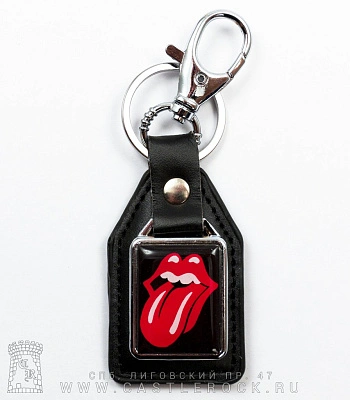 брелок прямоугольный на подкладке rolling stones (лого, фон черный)