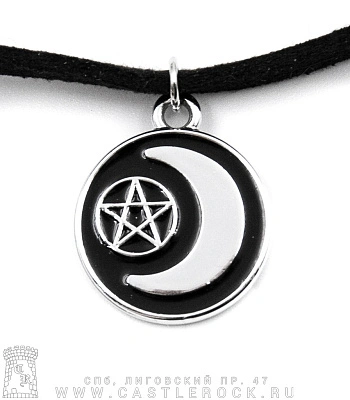 чокер пентаграмма и месяц (эмаль, текстиль)