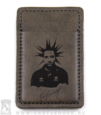 кардхолдер с гравировкой король и шут горшок (серый, ручная работа)