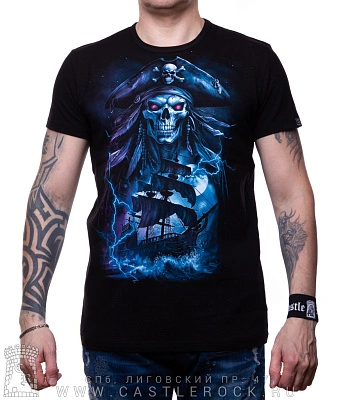 футболка скелет пирата (светится)