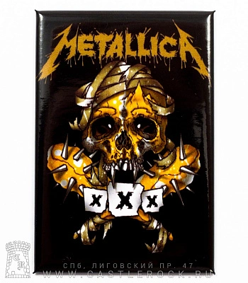 магнит прямоугольный metallica "xxx" (череп)